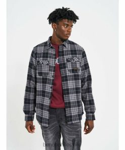 Bench hombres camisa de franela carlow cuadros negro/carbón vestir RFH4F30 Sudadera Bench