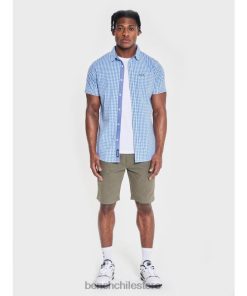 Bench hombres camisa manga corta esher cheque azul vestir RFH4F26 Bench Ropa